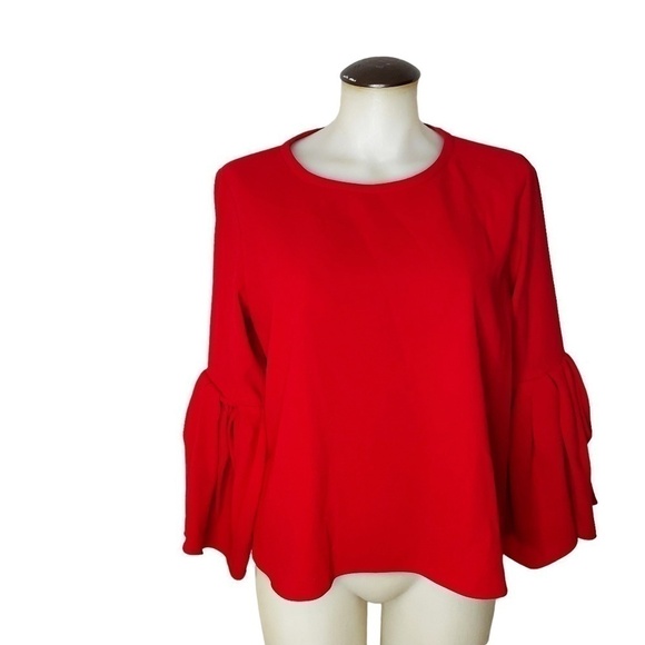 ZARA Red Bell Sleeve Blouse ❤️ - Picture 1 of 5